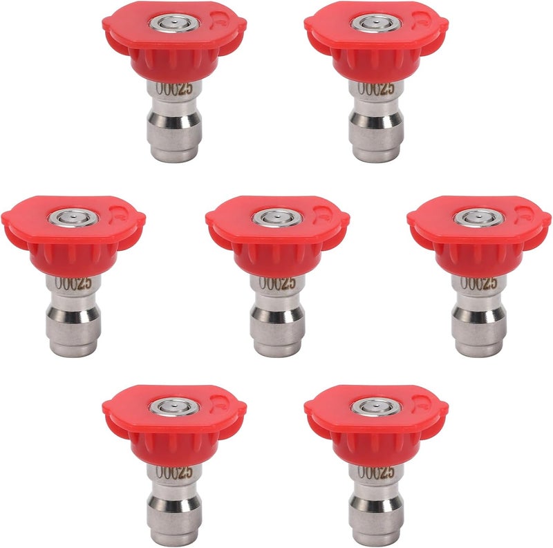 VIPRUSH Pressure Washer Tips, 7 Pack Power Washer Nozzle Tips, 0 Degree Red, 1/4 Inch Quick Connect, 4000 PSI - Image 1